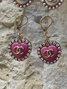 CHANEL Gold Pendants turned into Earrings
